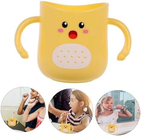 Impact Resistant Toothbrush Mug with Double Handles Cartoon Design
