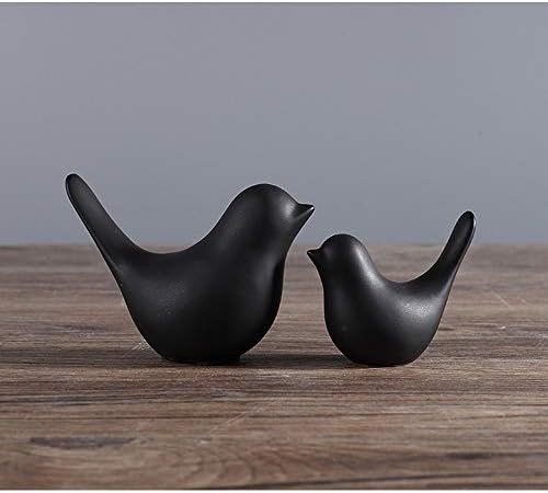 Home Small Ceramic Statues Black Birds Decor