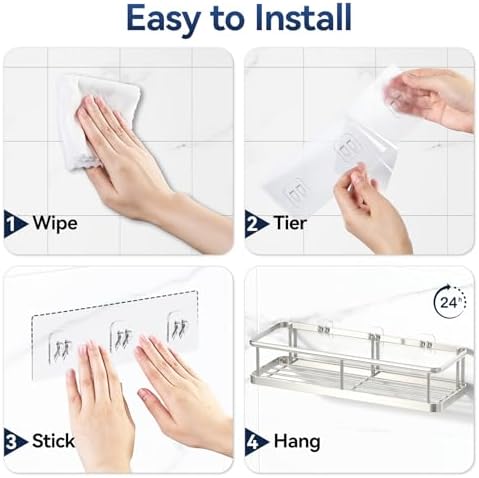 YASONIC 2 Pack Shower Caddy with Removable Hooks