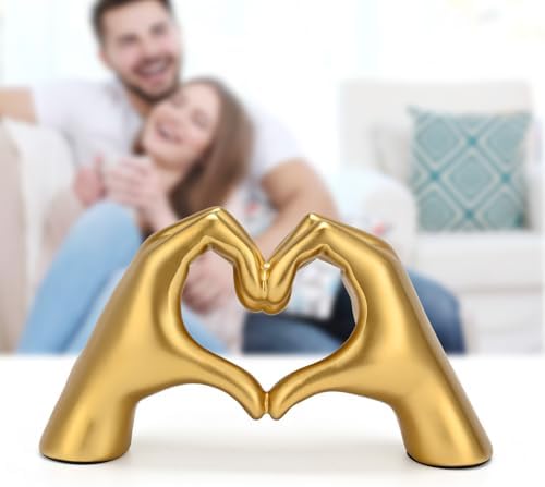 Heart Hands Sculpture Gold Resin Home Decor 1