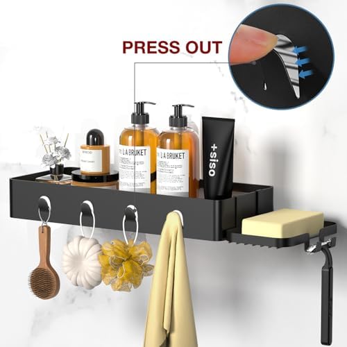DAOYA Black Waterproof Shower Caddy with Hooks