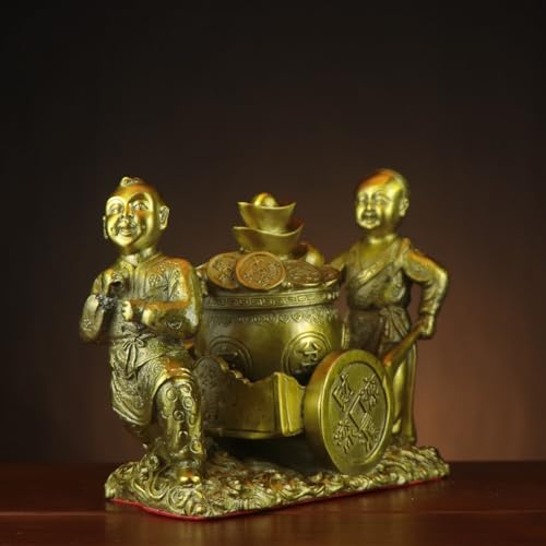 Usoway Full Copper Wealth Child Statue for Good Luck