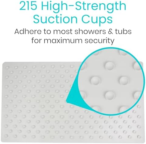 Vive Non-Slip Bath Mat with Suction Cups - 28 x 16 XL