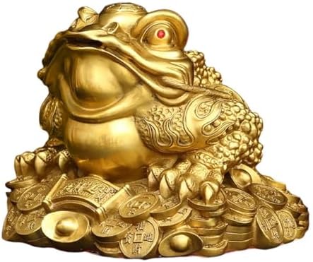 Julrybox Golden Toad Figurine Brass Wealth Statue