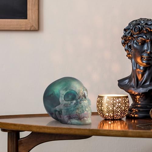 LEADGEM Rainbow Fluorite Crystal Skull Statue 30 Inch