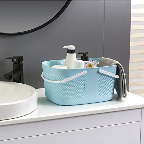 Shower Caddy Basket - Large Capacity Thick Plastic Organizer with Handles Drainage Toiletry Bag