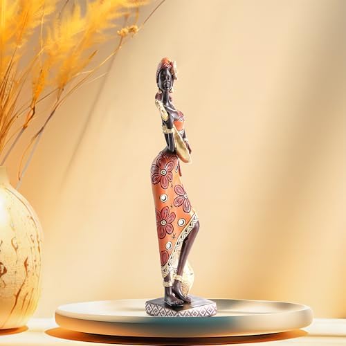African Lady Musician Sculpture Home Decor