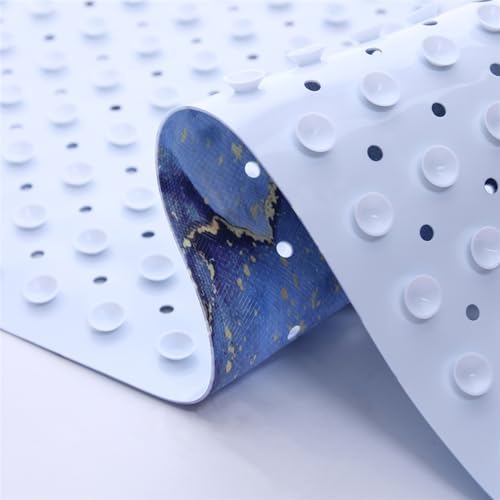 Denifeiya Blue Non Slip Marble Bathtub Mat 40x16