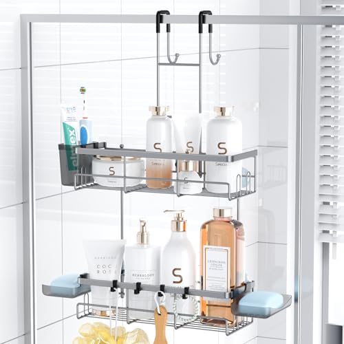 Aitatty Silver Hanging Shower Caddy Over Door - No Drilling