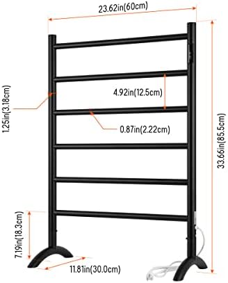 NORTTA Freestanding Towel Warmer 6 Bars 3 Modes Black Stainless Steel 1