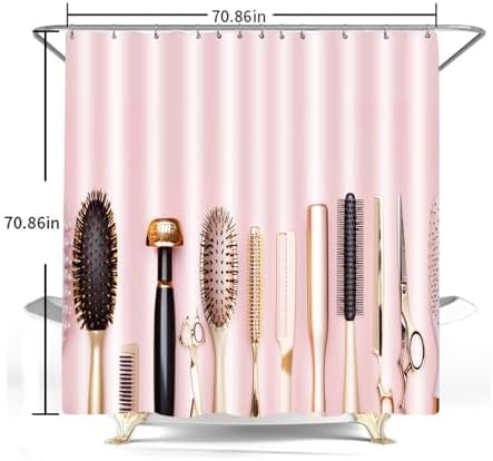 Tucocoo Golden Hairdresser Decor Shower Curtain with 12 Hooks