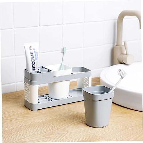 KONTONTY Toothbrush Holder with 2 Cups and 5 Slots