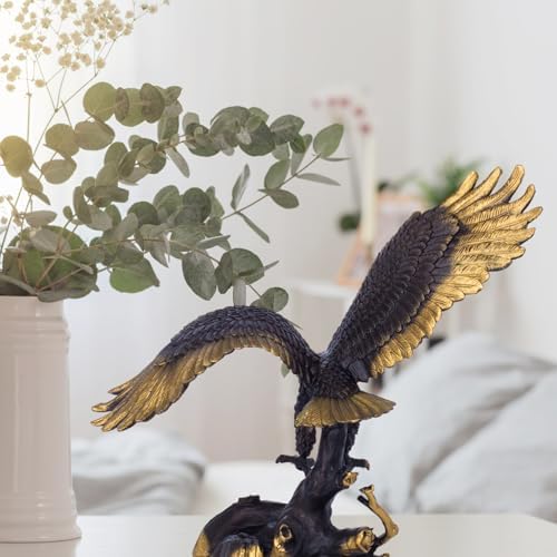 YouFine Brass Eagle Spread Wings Statue - Modern Home Office Decor