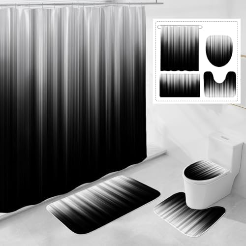 Litabel 4 Pcs Grey Black Gradient Bathroom Set