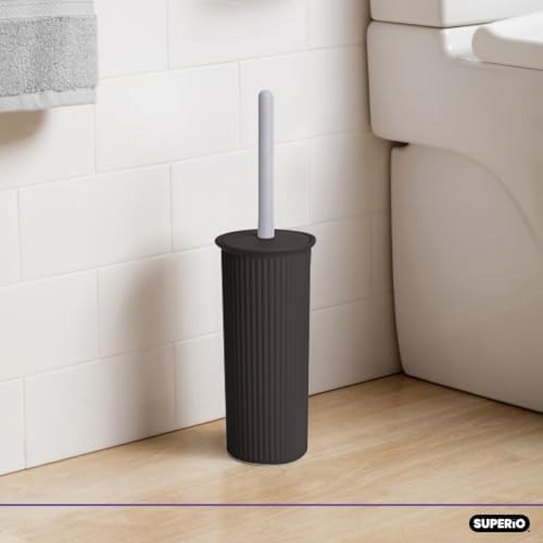 Superio Decorative Toilet Brush with Holder Set Brown