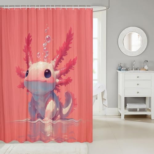 Feelyou Axolotl Cartoon Shower Curtain Set 72x72