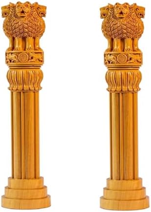 Samyuktha Wooden Ashoka Stambh Desk 6 Inch-Pack of 2