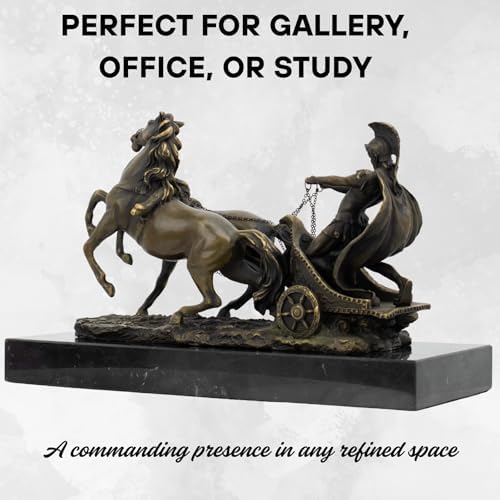 YouFine Bronze Greek Warrior Chariot Statue - 122 Inch