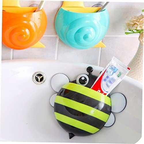 Luxshiny 4PCS Cartoon Honeybee Toothbrush Holder Wall Mount