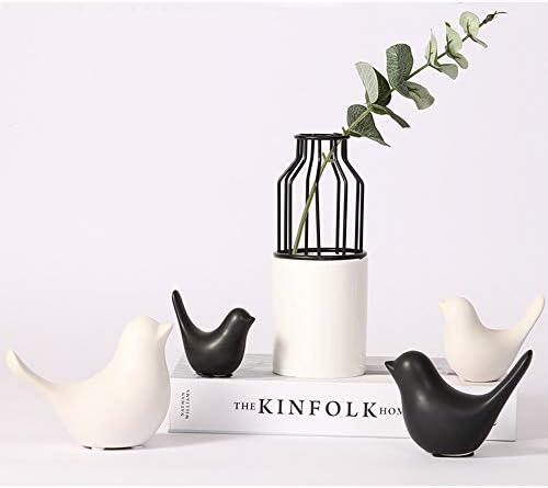 Home Small Ceramic Statues Black Birds Decor