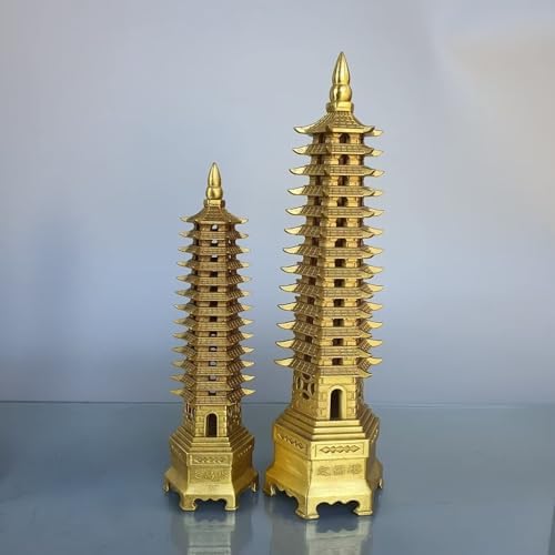 Brass Wenchang Pagoda Tower Figurine 9 Layers