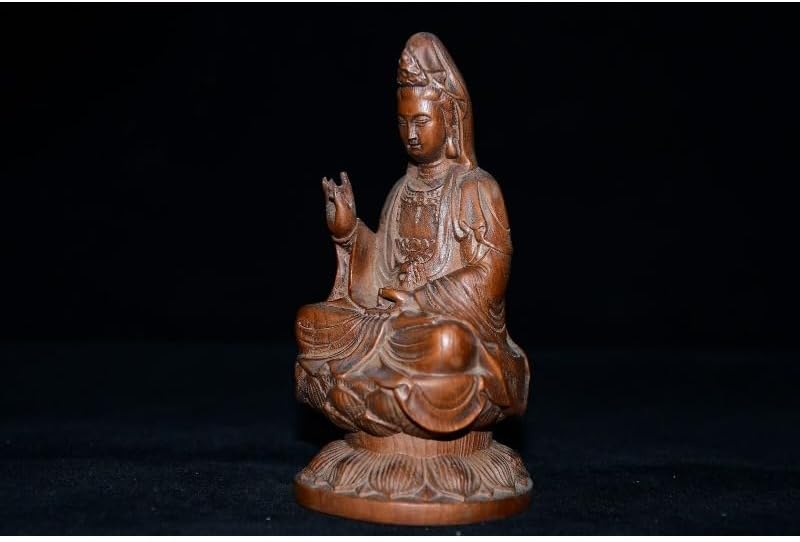 Handcrafted Guanyin Statue with Lotus Flower Design