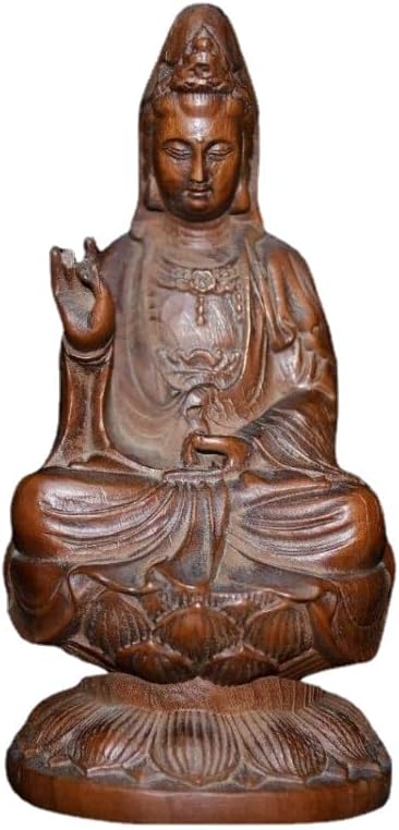 Handcrafted Guanyin Statue with Lotus Flower Design