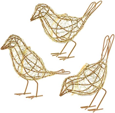 ZZZ TYLOO Gold-Wire Bird Statues Trio Decor Set