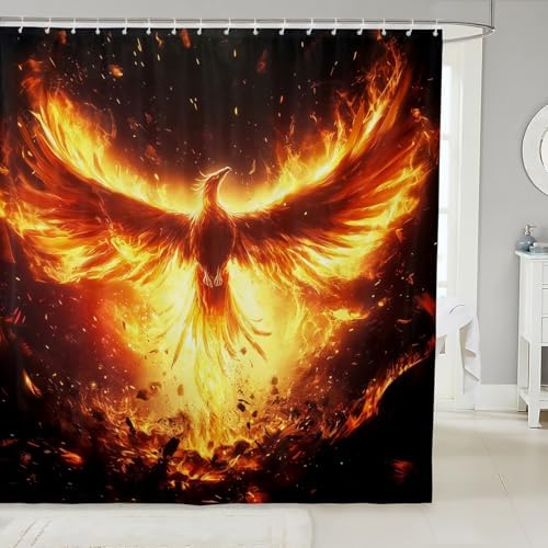 Feelyou Red Phoenix Shower Curtain Set 1