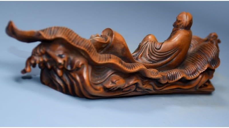 Handcrafted Boxwood Taoist Priest Dharma Statue Decor