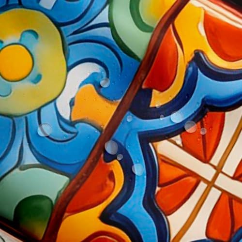 Erosebridal Mexican Talavera Tile Shower Curtain Set