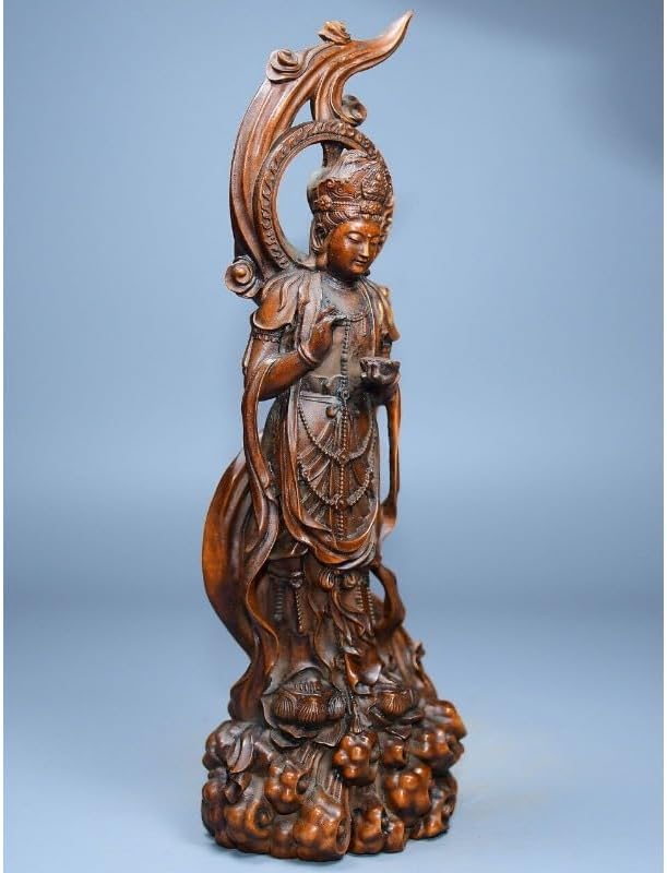 Handcrafted Avalokitesvara Boxwood Buddha Statue