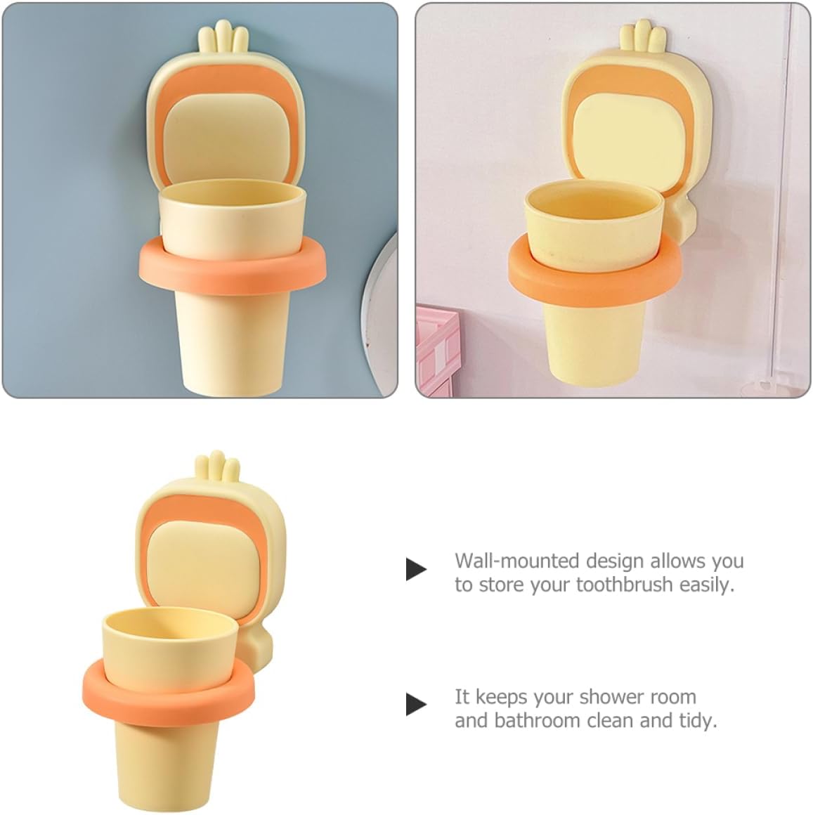 PRETYZOOM Wall-Mounted Toothbrush Holder with Cup 1