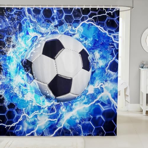 Erosebridal Kids Soccer Shower Curtain Set with Hooks
