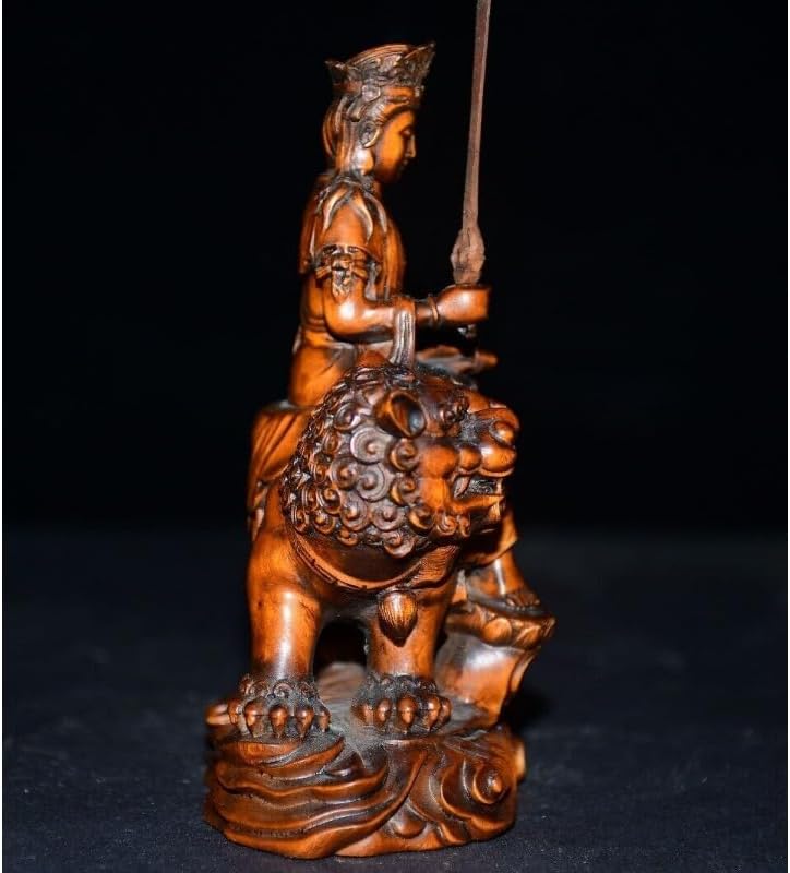 LimpaC Mini Boxwood Manjusri Bodhisattva Statue