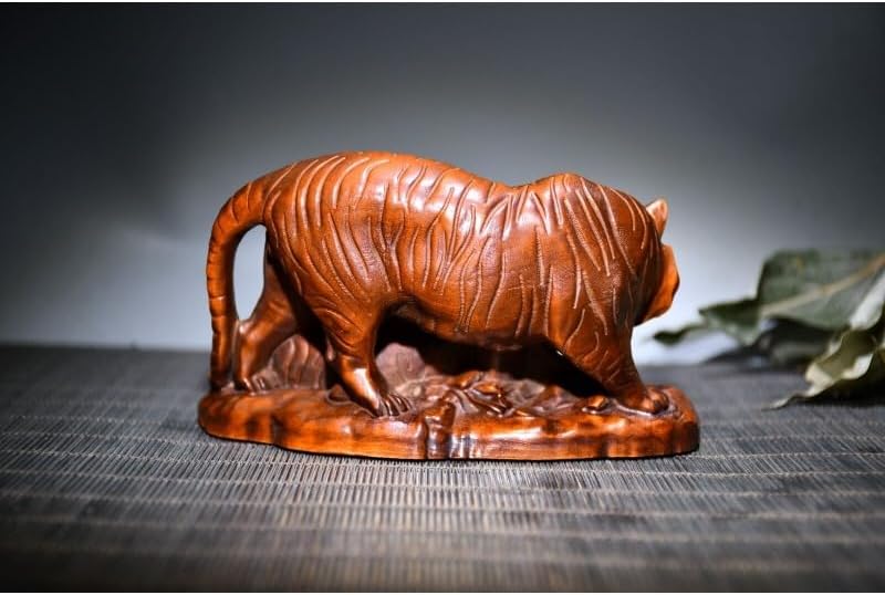 LimpaC Collection Boxwood Two Tiger Statues Meditating Sculpture