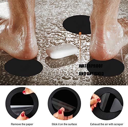Non-Slip Bathtub Stickers with Silicone Scraper 24pcs Black