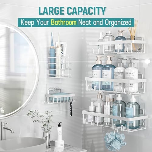 Liuoud 5 Pack Shower Caddy Organizer Set White
