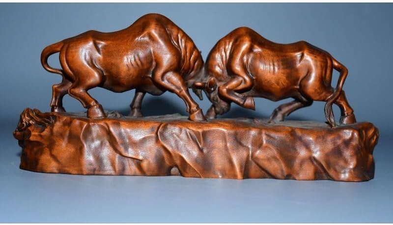 LimpaC Mini Boxwood Zodiac Ox Statues Handmade Decor
