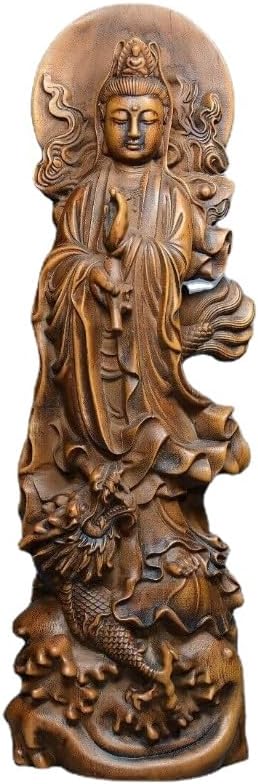 LimpaC Handcrafted Guanyin Dragon Statue with Boxwood Base