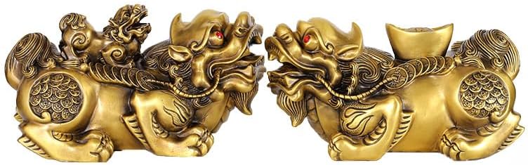 Usoway Golden Brass Wealth Dragon Figure