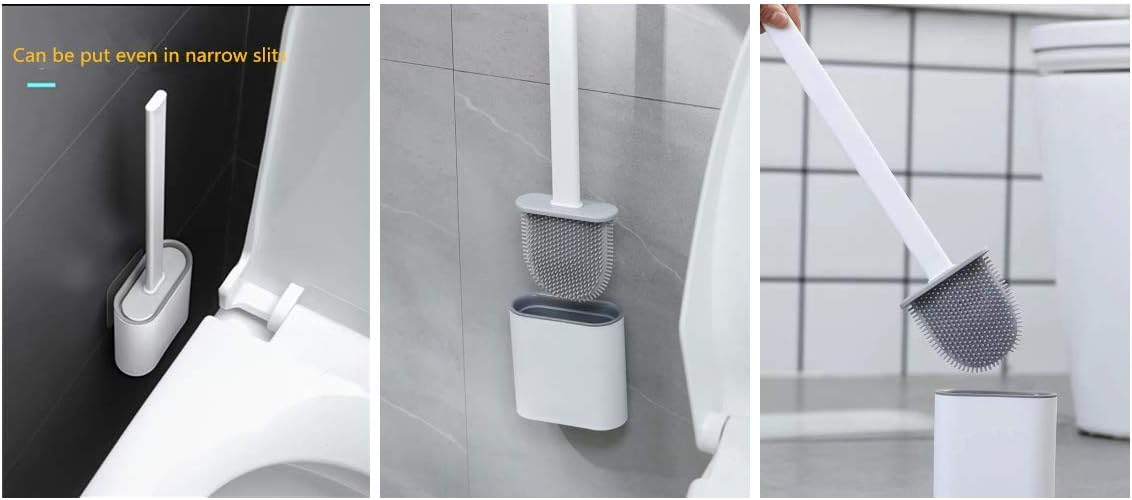 Toilet Brush with Non-Slip Handle and Pink Brush Head