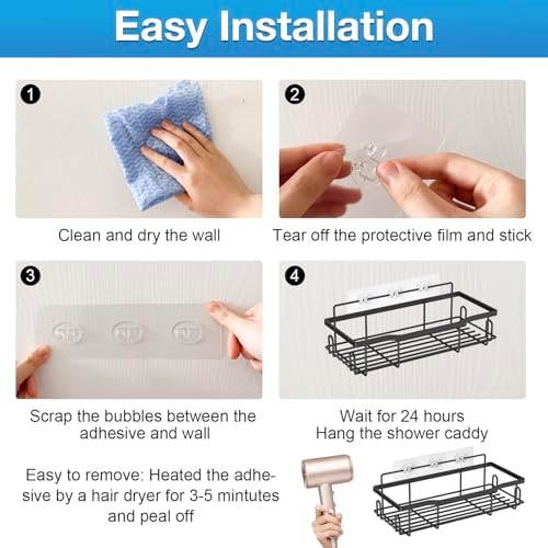 LSOSVSEU Shower Caddy Adhesive Hooks 5Pcs Triple Double Hooks