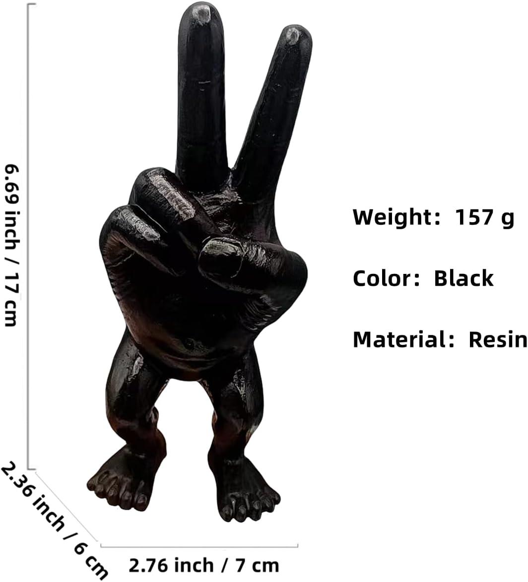 Scissor Hand Figure Statue Black 3D Resin Decor 1