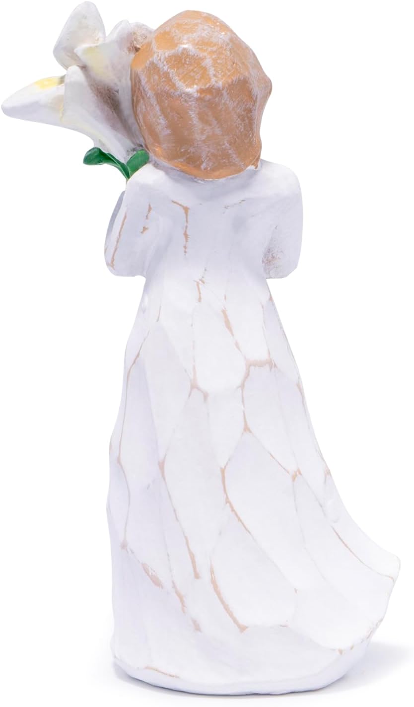 Hodao Hand-Carved Resin Mom Figurine - White Flower Mothers Day Keepsake