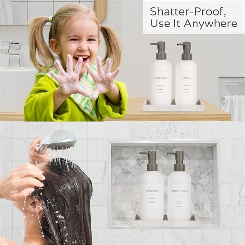 Spacewiser Shatter-Free Soap Dispenser Set with Pump and Tray