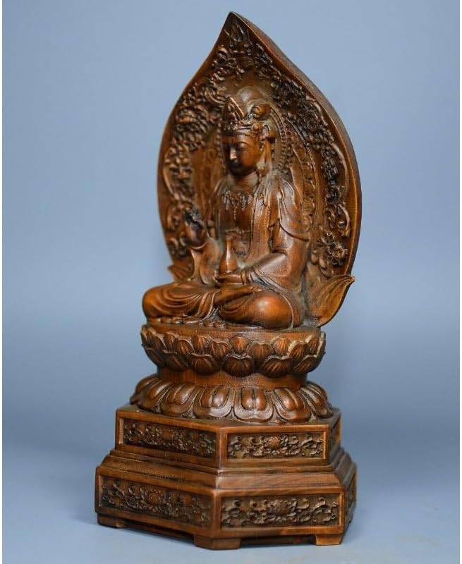 Handcrafted Boxwood Avalokitesvara Meditation Statue