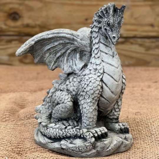 Scaly Dragon Statue Concrete Mythical Decor