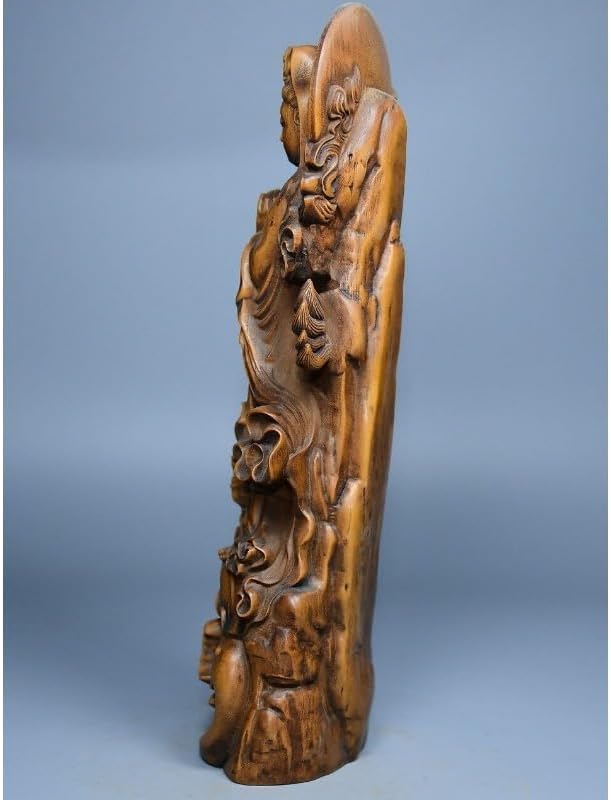 LimpaC Handcrafted Guanyin Dragon Statue with Boxwood Base