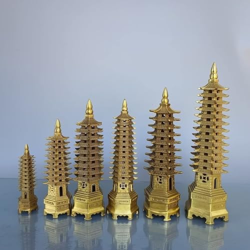 Brass Wenchang Pagoda Tower Figurine 9 Layers